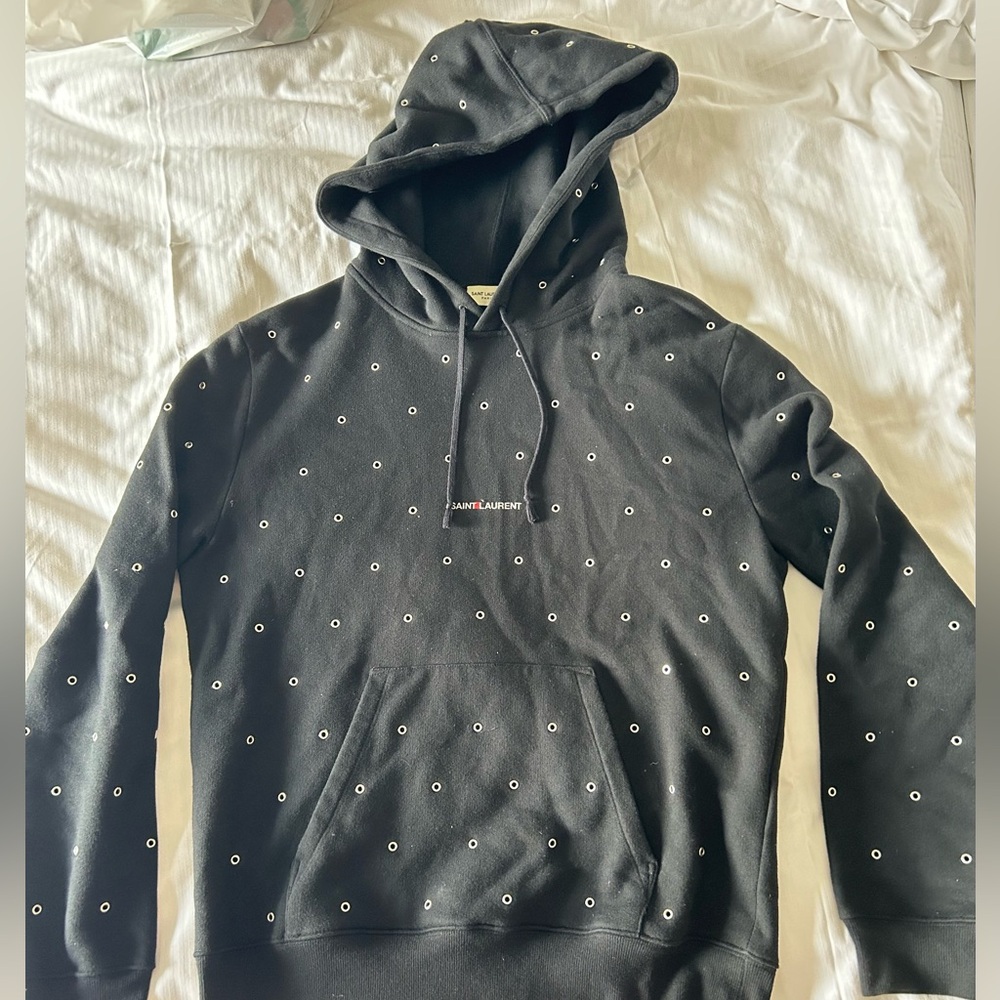 Yves Saint Laurent Woman’s Black Eyelet Hoodie
